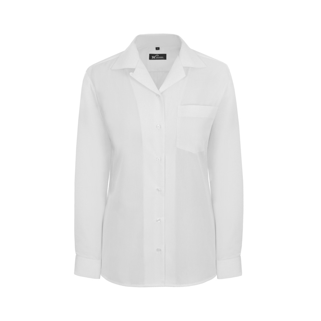 Disley BH902 Revere Collar White Woman's Short Sleeve Blouse -0