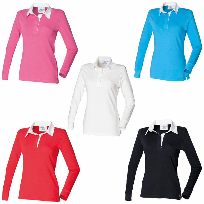 Front Row & Co FR101 Women's Long Sleeve Plain Rugby Shirt -7890