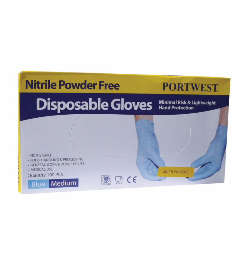 Portwest A925 Powder Free Nitrile Disposable Glove (Box of 100)-5595