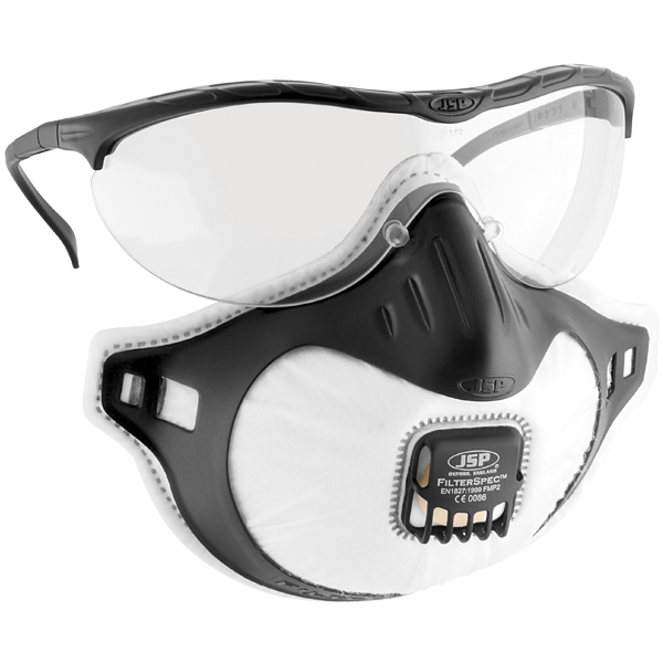JSP ASG124-121-100 FilterSpec® Black with FMP2 Valve Filter - Clear Lens (boxed) Face Mask (Pack of 10)-0