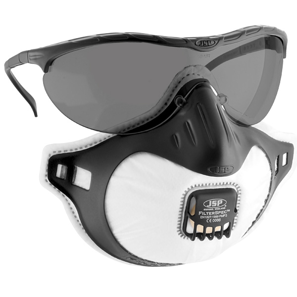 JSP ASG134-125-800 FilterSpec® Black with FMP3 Valve Filter - smoke lens (boxed) Face Mask (Pack of 10)-0