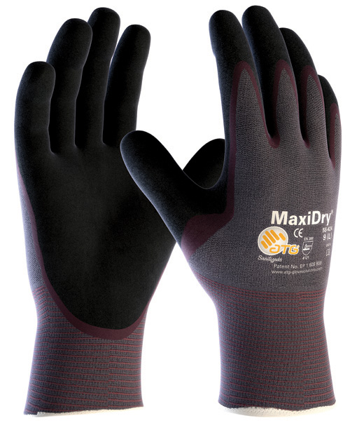 ATG MaxiDry 56-424 Palm Coated Oil Repellant Knitwrist Glove (Pack of 12)-0