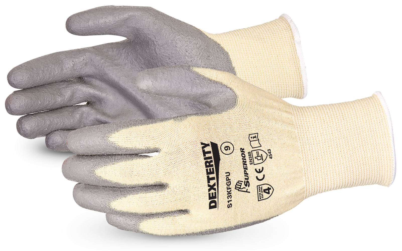 Superiorglove SUS13KFGPU Dexterity® PU Palm-Coated Cut-Resistant String-Knit Glove-0