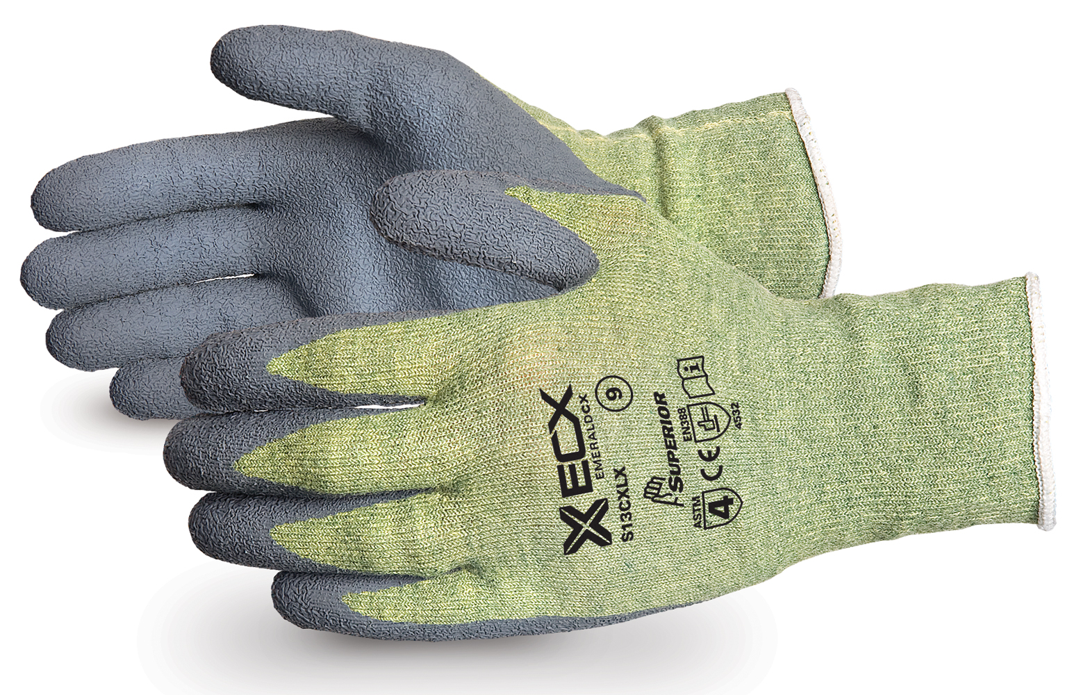Superiorglove SUS13CXLX Emerald CX Kevlar Wire Core Latex Palm Cut Resistant Level 5 Glove-0