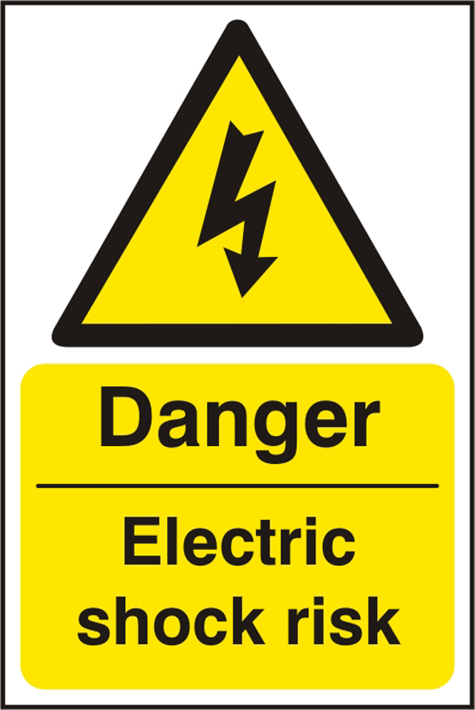 Beeswitf BSS11013 Self Adhesive Vinyl ''Danger Electric Shock Risk'' Safety Sign (Pack of 5)-0