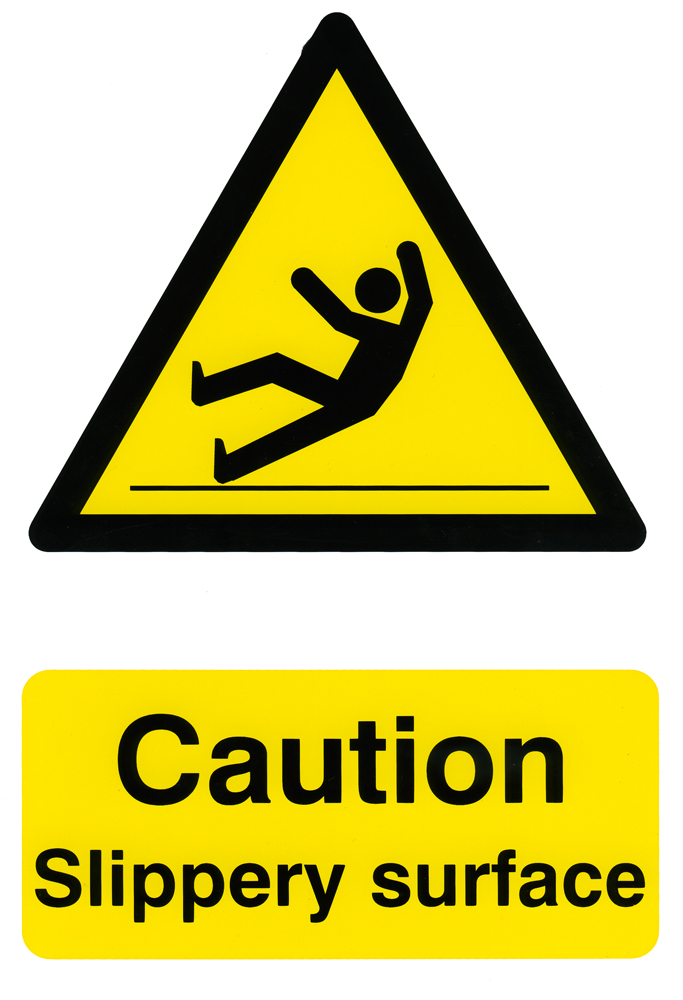 Beeswift BSS1108 Self Adhesive Backing ''Caution Slippery Surface'' Safety Sign -0