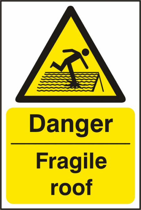 Beeswift BSS11100 Rigid PVC ''Danger Fragile Roof'' Safety Sign (Pack of 5)-0