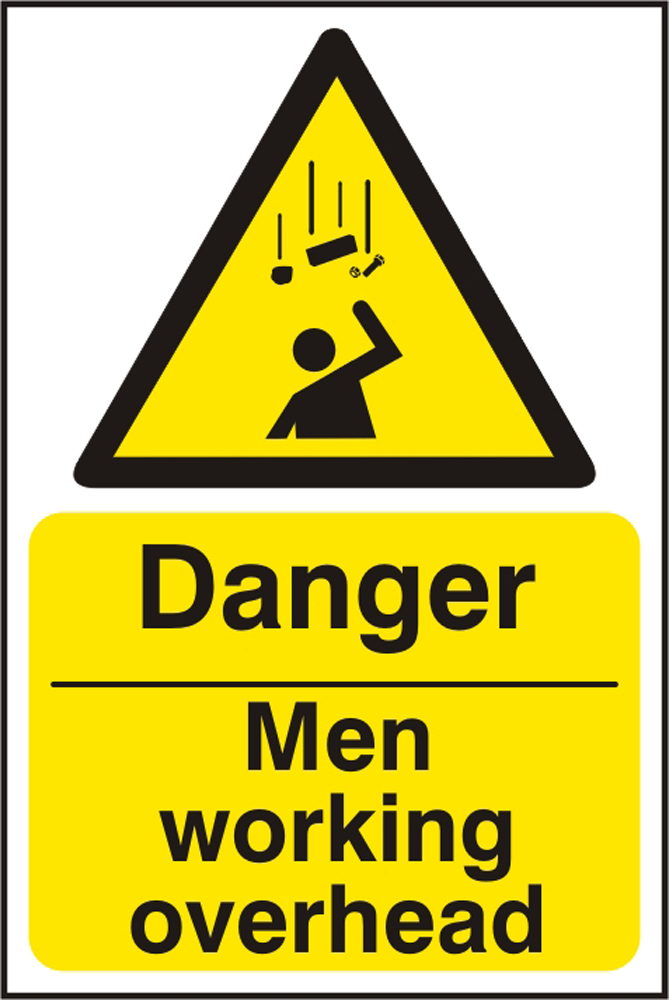 Beeswift BSS11113 Self Adhesive Vinyl ''Danger Men Working Overhead'' Safety Sign (Pack of 5)-0