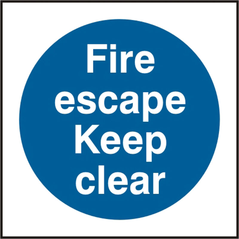 Beeswift BSS11350 Self Adhesive Vinyl 'Fire Escape Keep Clear' Safety Sign (Pack of 5)-12585