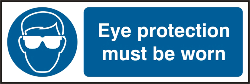 Beeswift BSS11396 Self Adhesive Vinyl 'Eye Protective Must be Worn' Safety Sign (Pack of 5)-0