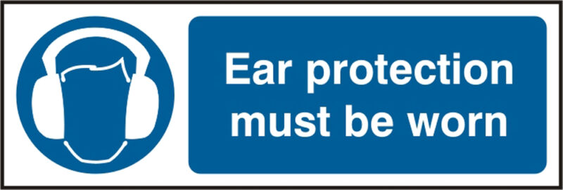 Beeswift BSS11404 Self Adhesive Vinyl 'Ear Protective Must be Worn' Safety Sign (Pack of 5)-12606