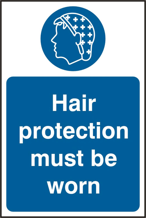Beeswift BSS11478 Self Adhesive Vinyl 'Hair Protection Must be Worn' Safety Sign (Pack of 5)-0