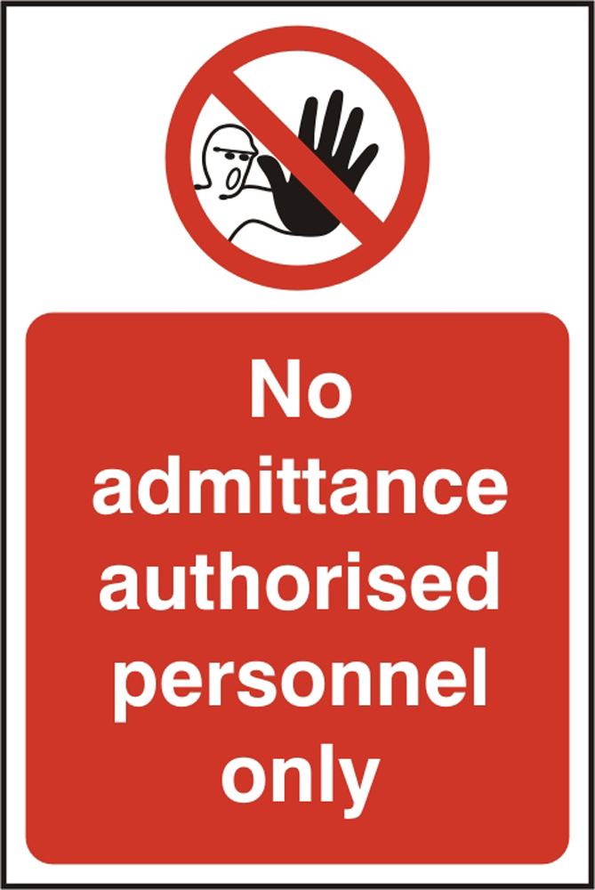 Beeswift BSS11612 Self Adhesive Vinyl 'No Admittance Authorized Personnel Only' Safety Sign (Pack of 5)-0
