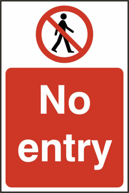 Beeswift BSS11630 Self Adhesive Vinyl 'No Entry' Safety Sign (Pack of 5)-0
