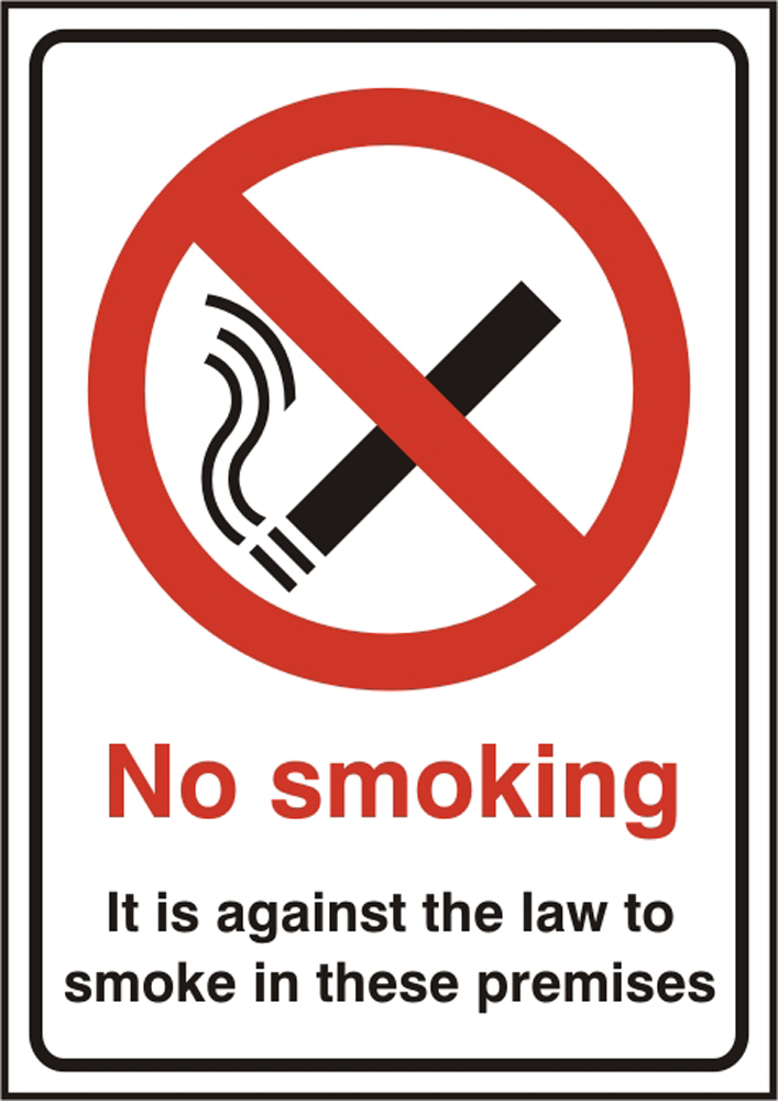 Beeswift BSS11854 Self Adhesive Vinyl 'No Smoking its Against the Law to Smoke in these Premises' Safety Sign (Pack of 5)-0