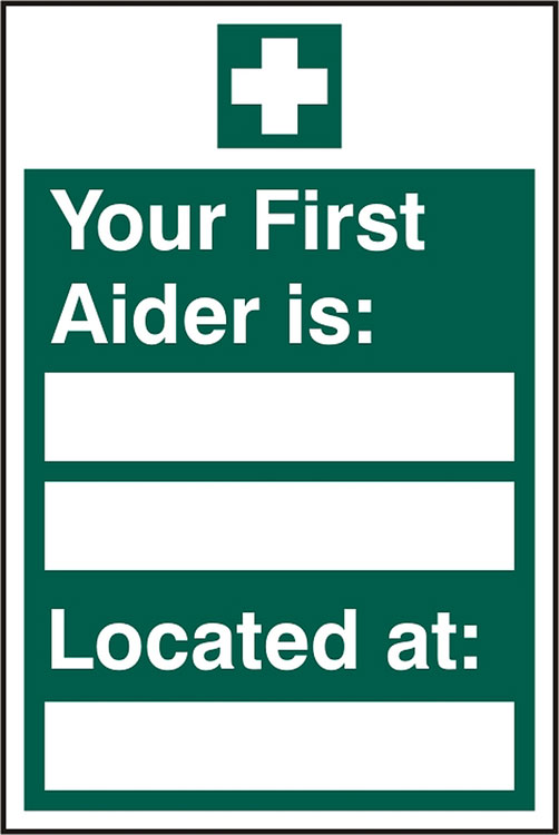 Beeswift BSS12044 Self adhesive vinyl Your First Aider is Located at Sign (Pack of 5)-0