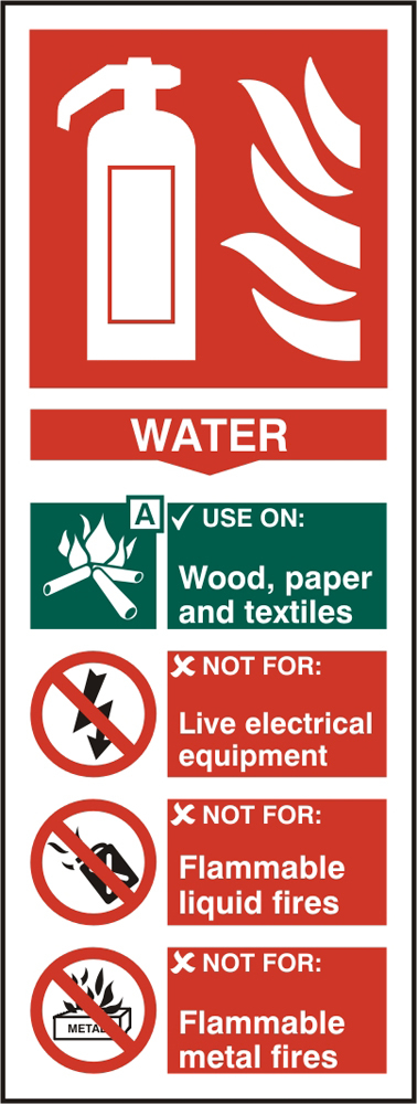 Beeswift BSS12308 Self adhesive vinyl Fire Extinguisher Water Sign (Pack of 5)-0