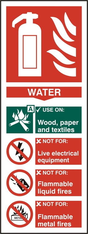 Beeswift BSS12309 Rigid PVC Fire Extinguisher Water Sign (Pack of 5)-0