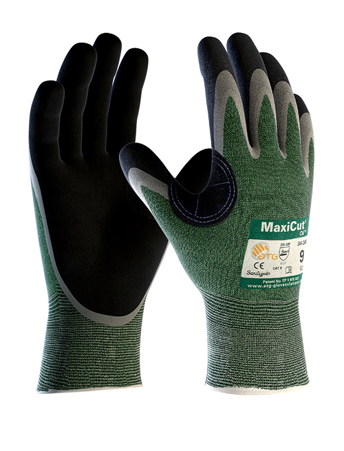 ATG MaxiCut Oil 34-304--B Palm Coated Knitwrist Cut 3 Glove (Pack of 12)-0