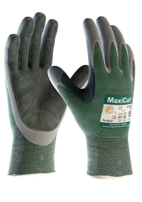 ATG MaxiCut Oil 34-450LP--B Palm Coated Leather Pad Cut 3 Glove (Pack of 12)-0