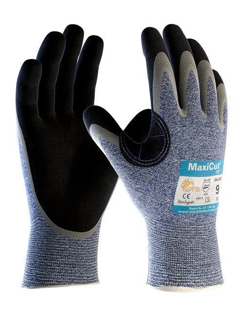 ATG MaxiCut Oil 34-504 Grip Palm Coated Knitwrist Cut 5 Glove (Pack of 12)-0