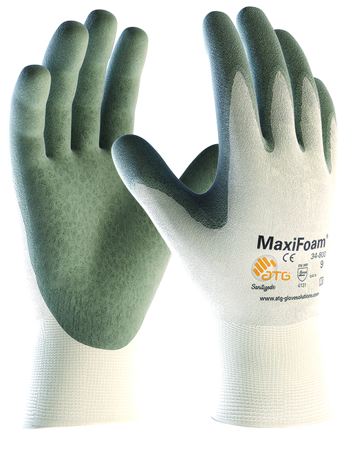ATG MaxiFoam 34-800--B Grey Palm Coated White Liner Knitwrist Superior Glove (Pack of 12)-0