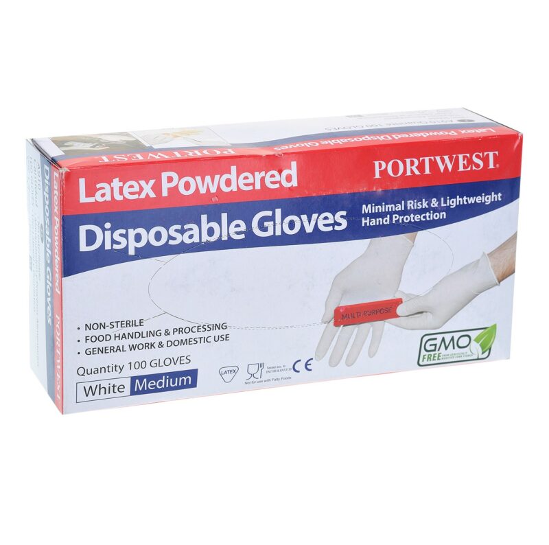 Portwest A910 Powdered Latex Disposable Glove (Box of 100)-16520