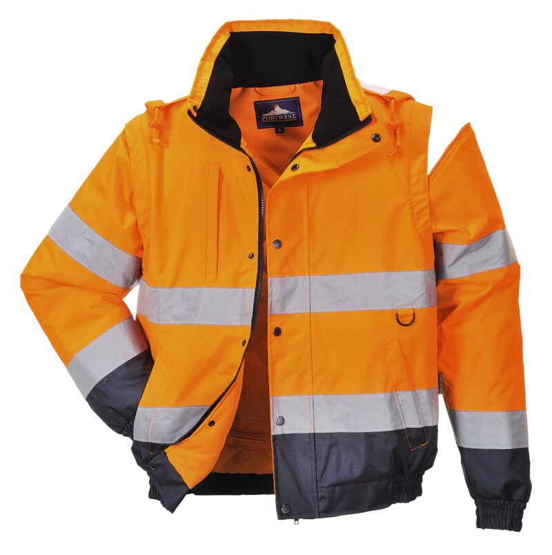 Portwest C468 High Visibility 2 in 1 Bomber Jacket-17203