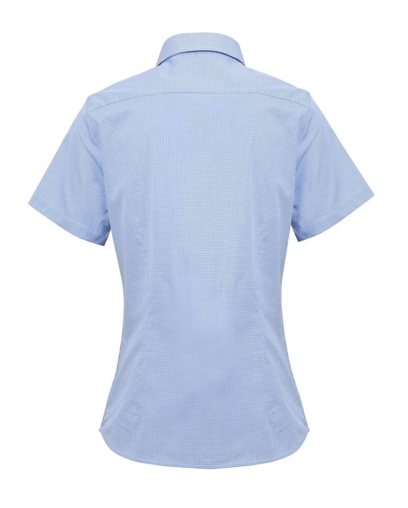 Premier PR321 Ladies Microcheck Gingham Poplin Short Sleeve Shirt -18690