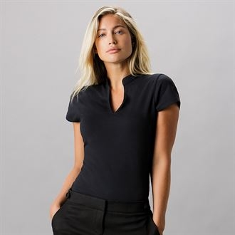 Kustom Kit KK770 Women's Corporate Short-Sleeved Top V-neck Mandarin Collar-0