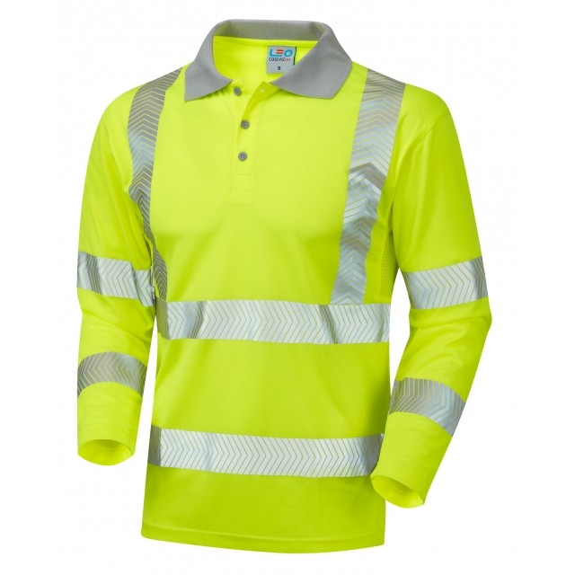 Leo Workwear P08-Y ISO 20471 Class 3 Coolviz Plus Sleeved Polo Shirt Yellow BARRICANE (Box of 25)-0